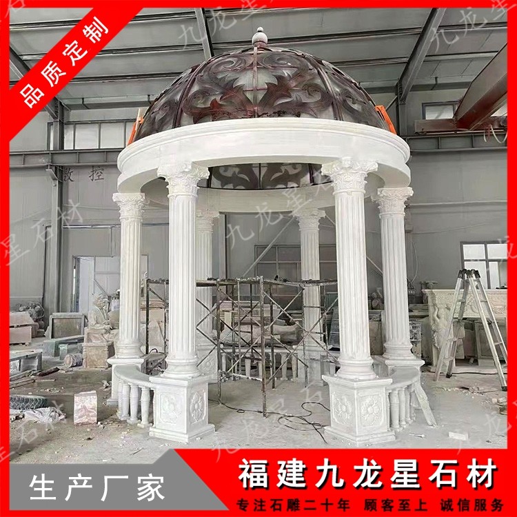 庭院石雕涼亭定制 花崗巖六角石亭 園林古建景觀石材亭子加工